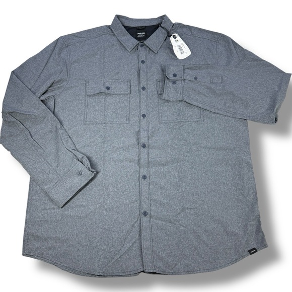 NWT prAna Lost Sol Long Sleeve Shirt Mens Size Extra Large XL - Nautical Heather - Picture 6 of 10